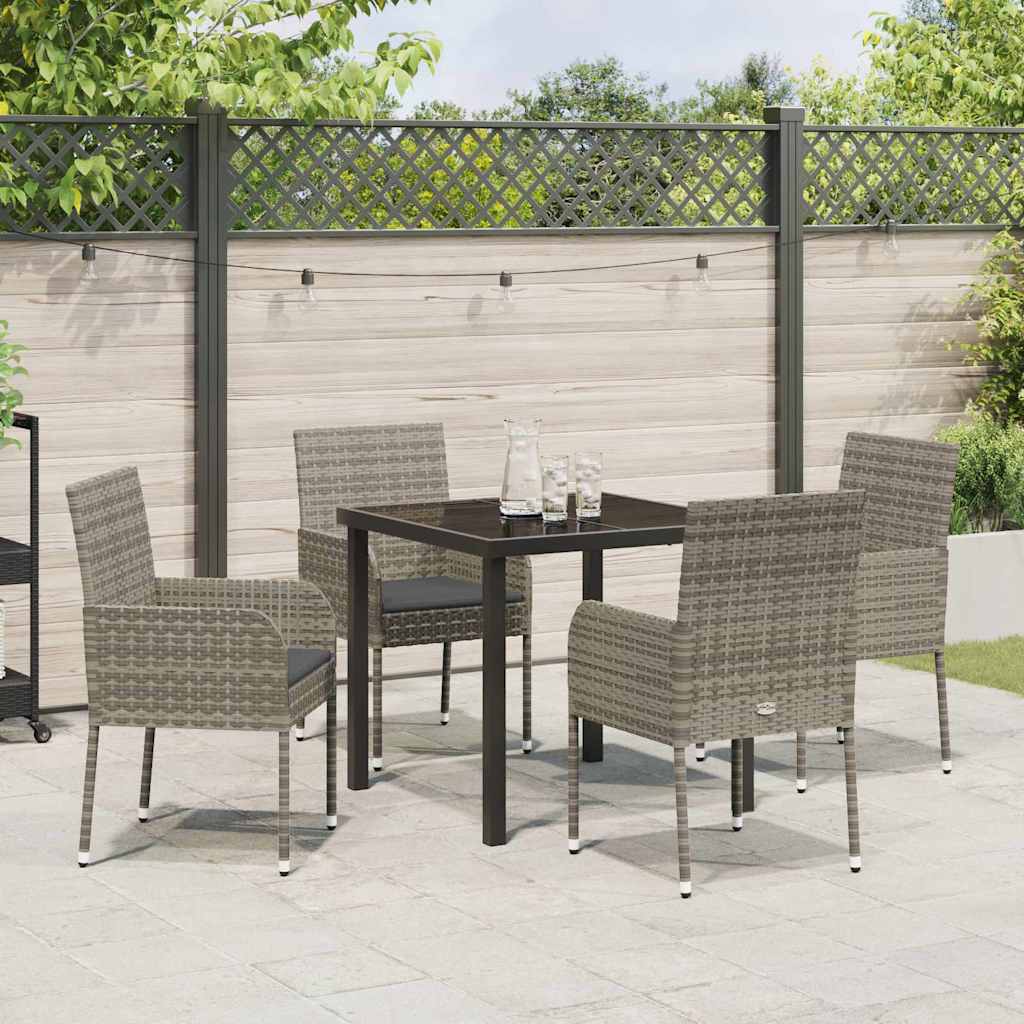 Garten Essgruppe mit Kissen 5 pcs Grau Poly Rattan