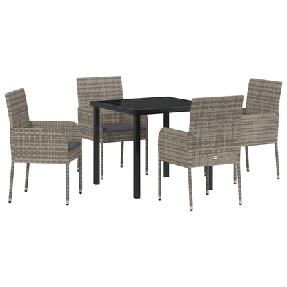 Garten Essgruppe mit Kissen 5 pcs Grau Poly Rattan
