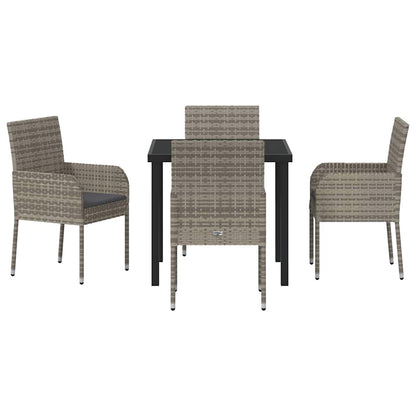 Garten Essgruppe mit Kissen 5 pcs Grau Poly Rattan