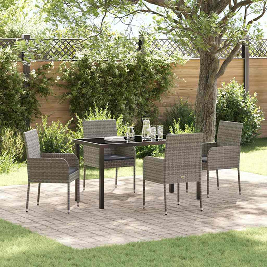Garten Essgruppe mit Kissen 5 pcs Grau Poly Rattan
