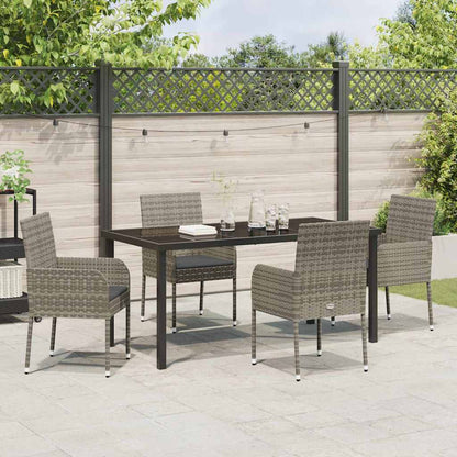 Garten Essgruppe mit Kissen 5 pcs Grau Poly Rattan