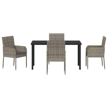 Garten Essgruppe mit Kissen 5 pcs Grau Poly Rattan