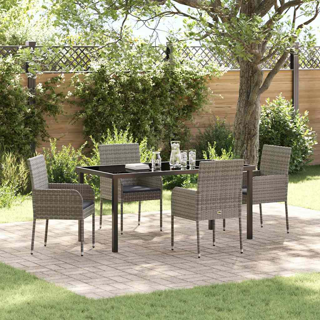 Garten Essgruppe mit Kissen 5 pcs Grau Poly Rattan