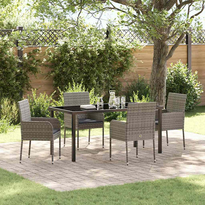 Garten Essgruppe mit Kissen 5 pcs Grau Poly Rattan