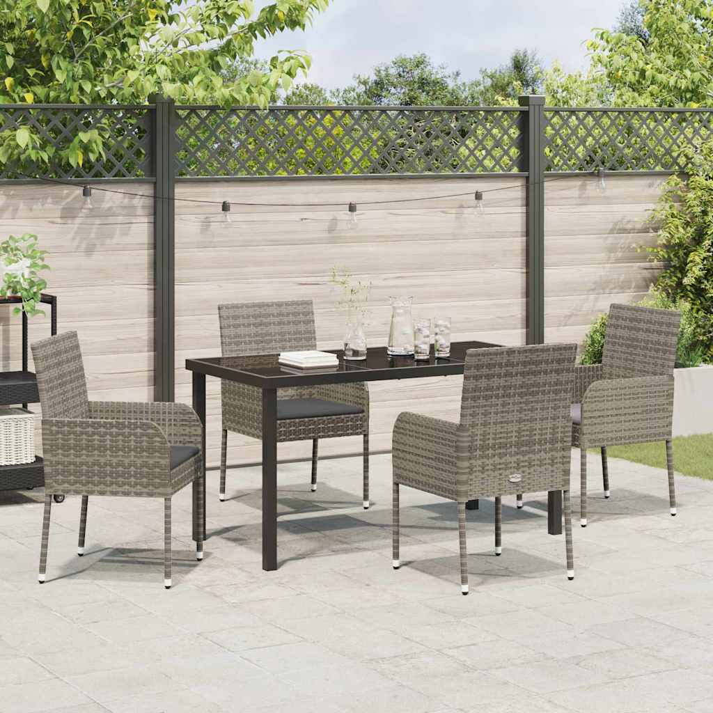 Garten Essgruppe mit Kissen 5 pcs Grau Poly Rattan