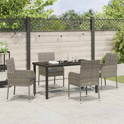 Garten Essgruppe mit Kissen 5 pcs Grau Poly Rattan