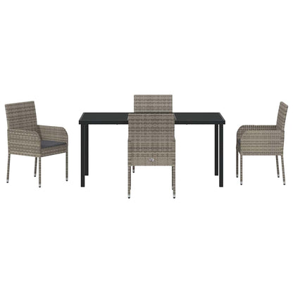 Garten Essgruppe mit Kissen 5 pcs Grau Poly Rattan