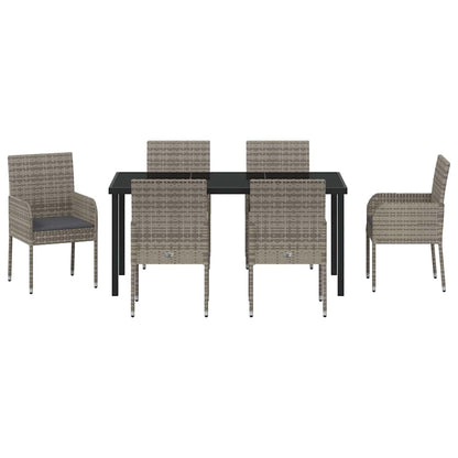 Garten Essgruppe mit Kissen 7 pcs Grau Poly Rattan