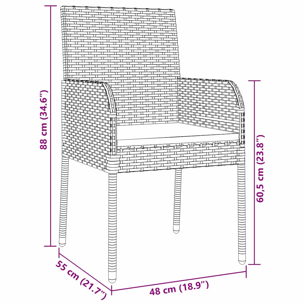 Garten Essgruppe mit Kissen 7 pcs Grau Poly Rattan