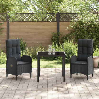 Garten Essgruppe mit Kissen 3 pcs Schwarz Poly Rattan