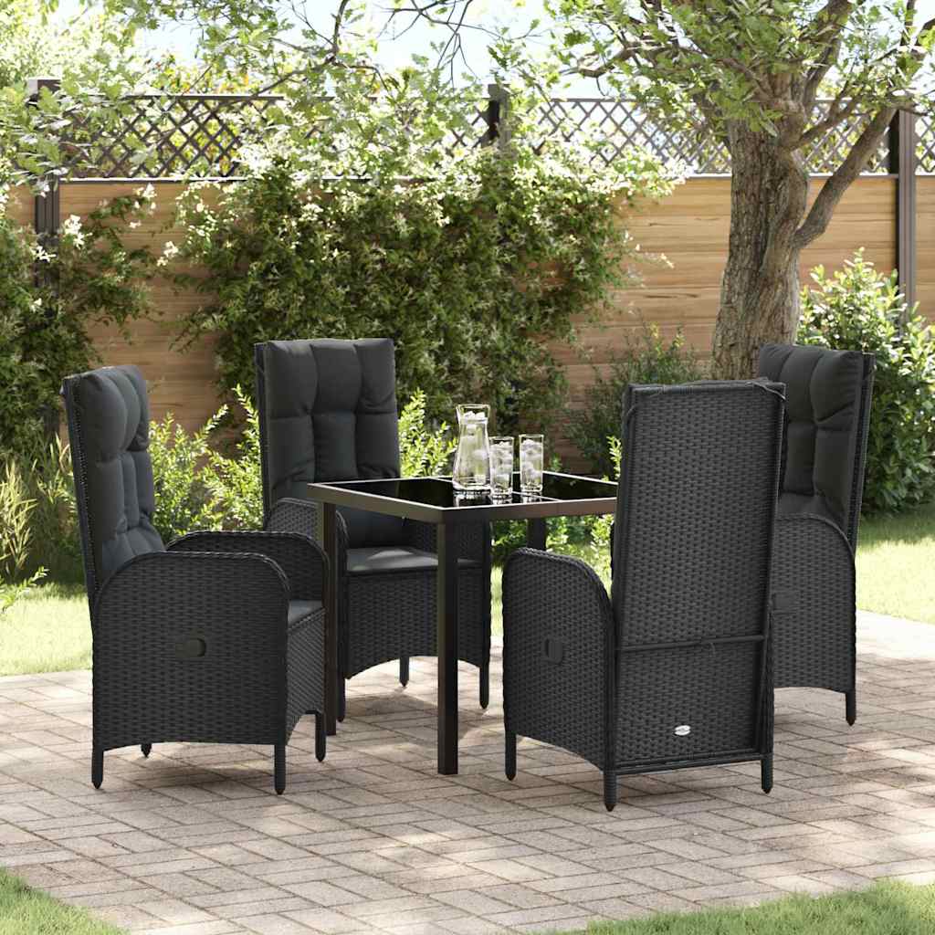 Garten Essgruppe mit Kissen 5 pcs Schwarz Poly Rattan