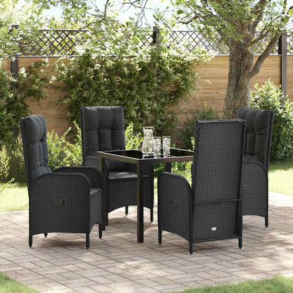 Garten Essgruppe mit Kissen 5 pcs Schwarz Poly Rattan