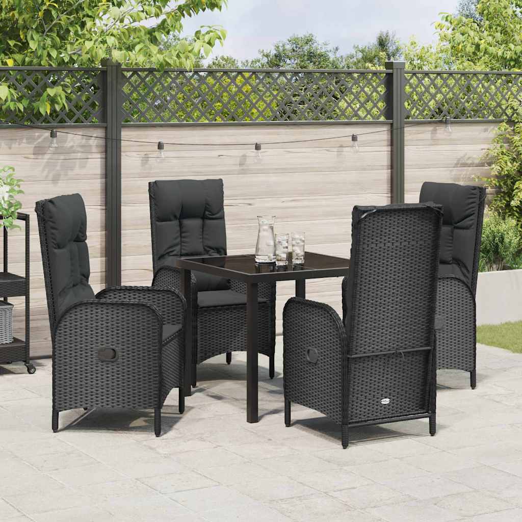 Garten Essgruppe mit Kissen 5 pcs Schwarz Poly Rattan
