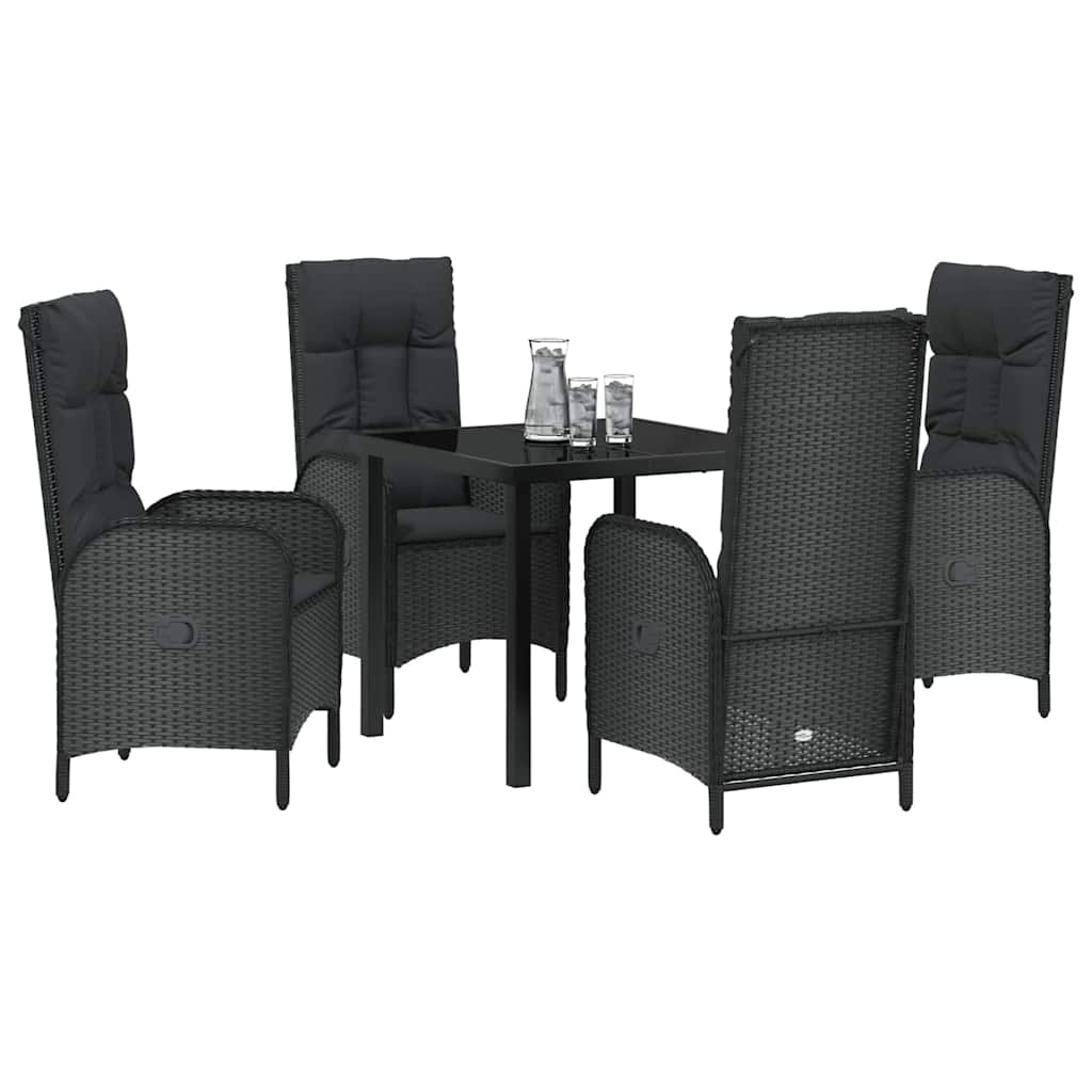 Garten Essgruppe mit Kissen 5 pcs Schwarz Poly Rattan