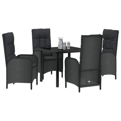 Garten Essgruppe mit Kissen 5 pcs Schwarz Poly Rattan