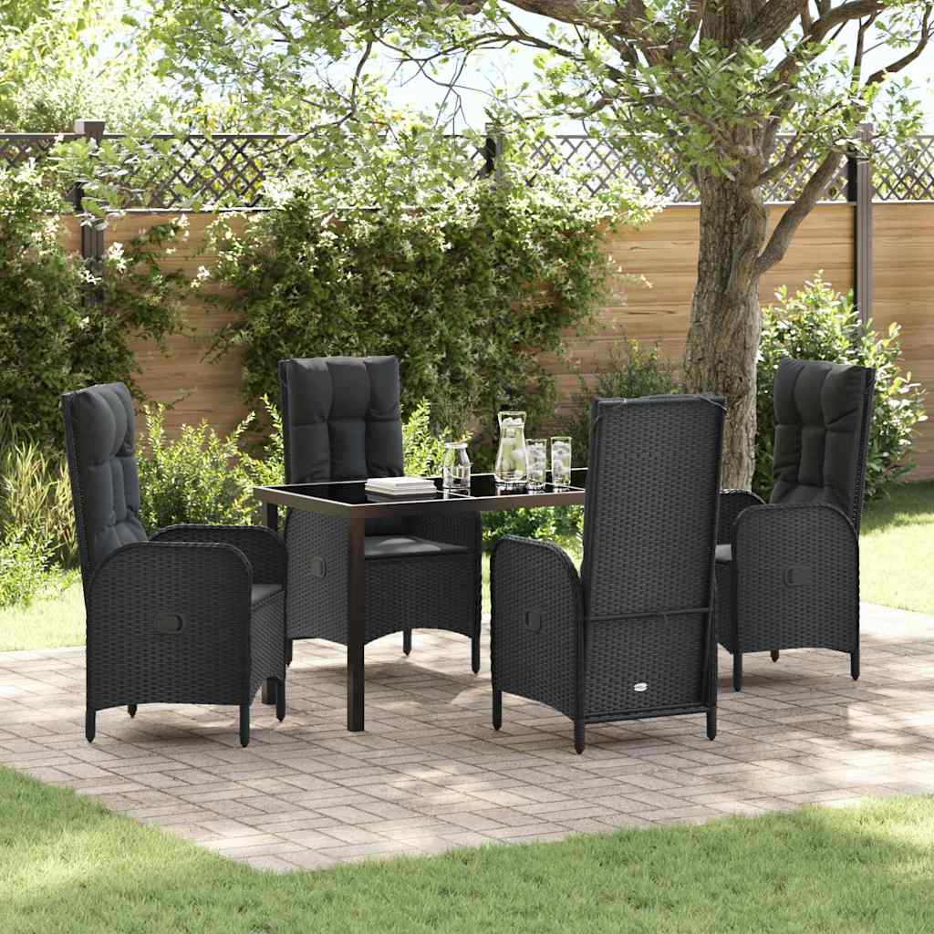 Garten Essgruppe mit Kissen 5 pcs Schwarz Poly Rattan