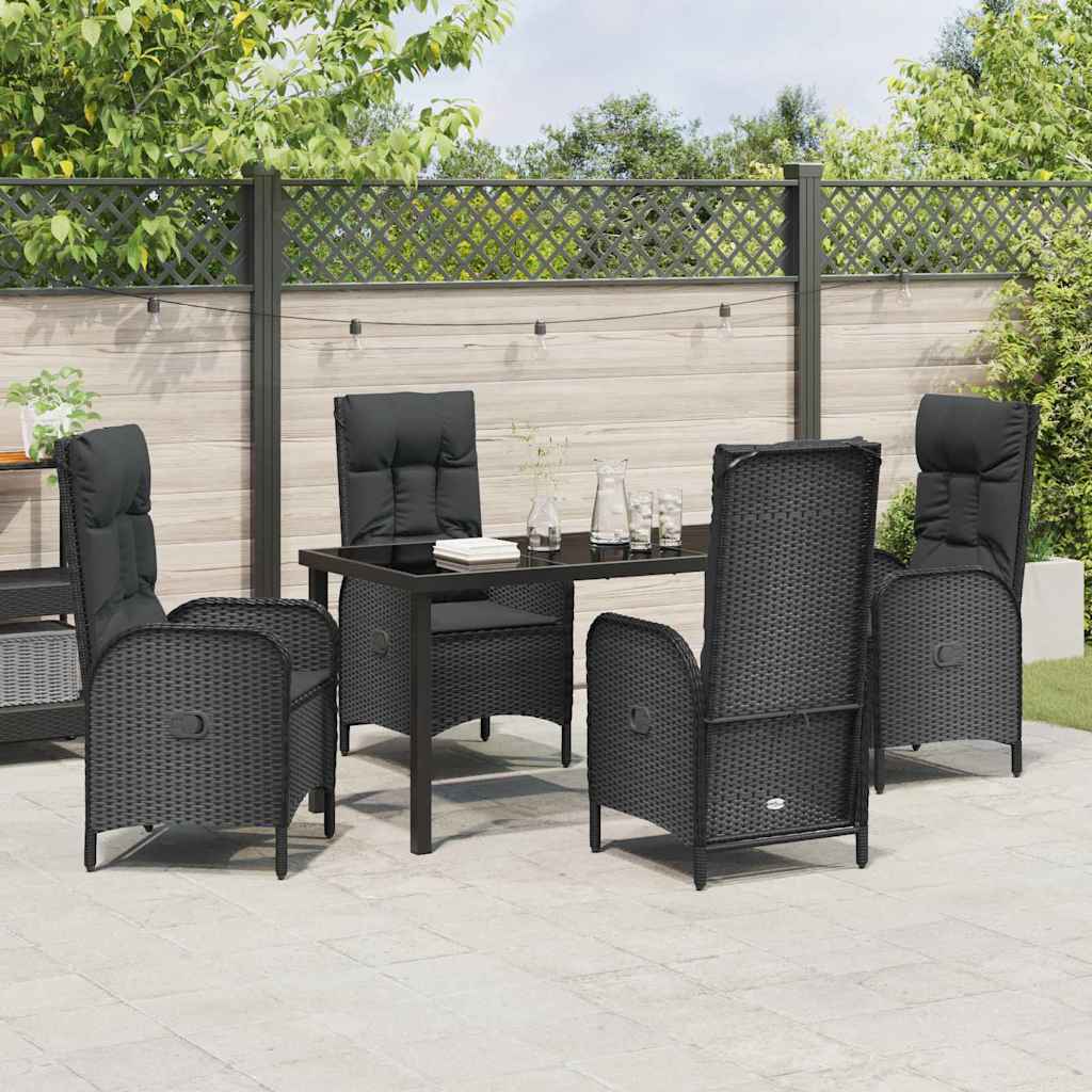 Garten Essgruppe mit Kissen 5 pcs Schwarz Poly Rattan