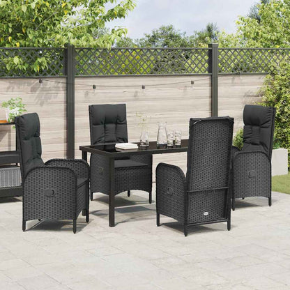 Garten Essgruppe mit Kissen 5 pcs Schwarz Poly Rattan