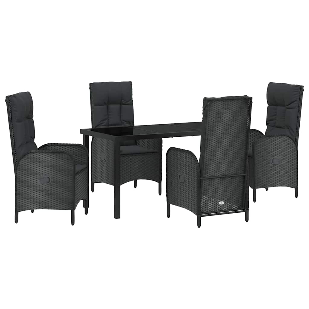 Garten Essgruppe mit Kissen 5 pcs Schwarz Poly Rattan