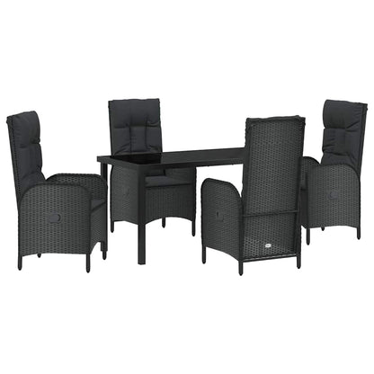 Garten Essgruppe mit Kissen 5 pcs Schwarz Poly Rattan