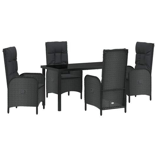 Garten Essgruppe mit Kissen 5 pcs Schwarz Poly Rattan