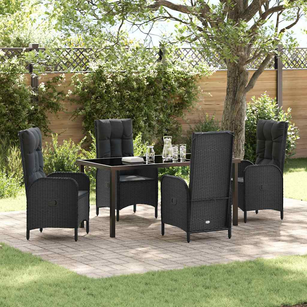 Garten Essgruppe mit Kissen 5 pcs Schwarz Poly Rattan