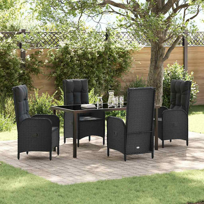 Garten Essgruppe mit Kissen 5 pcs Schwarz Poly Rattan