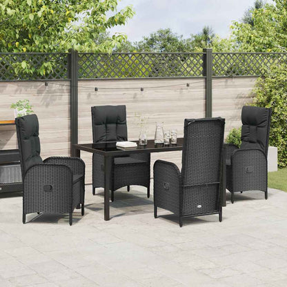 Garten Essgruppe mit Kissen 5 pcs Schwarz Poly Rattan