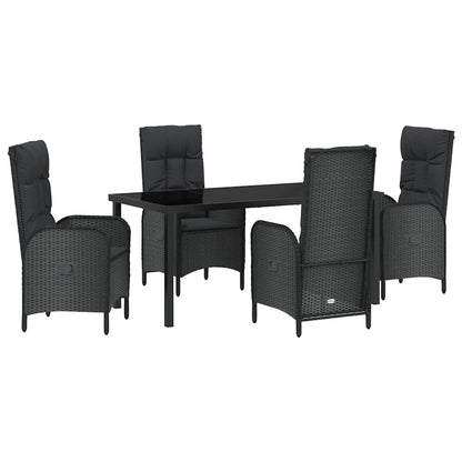Garten Essgruppe mit Kissen 5 pcs Schwarz Poly Rattan