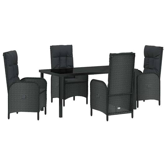 Garten Essgruppe mit Kissen 5 pcs Schwarz Poly Rattan