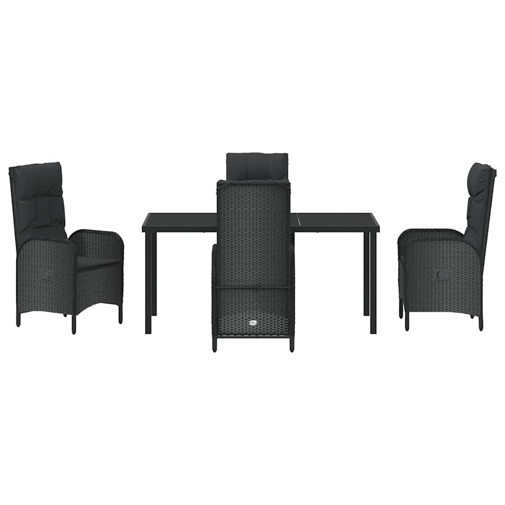 Garten Essgruppe mit Kissen 5 pcs Schwarz Poly Rattan