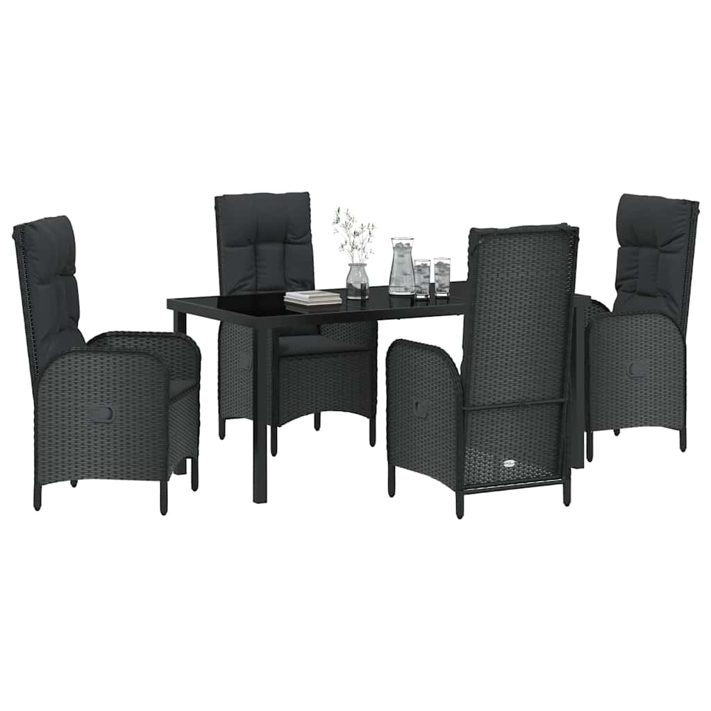 Garten Essgruppe mit Kissen 5 pcs Schwarz Poly Rattan