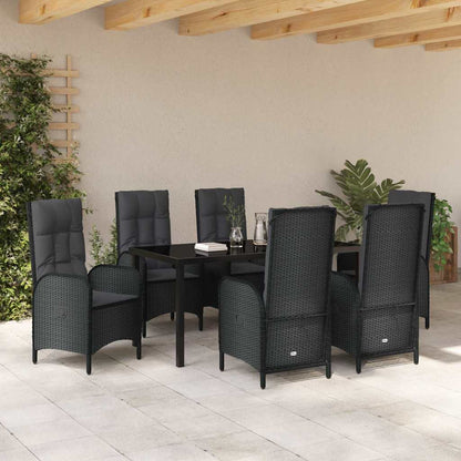 Garten Essgruppe mit Kissen 7 pcs Schwarz Poly Rattan