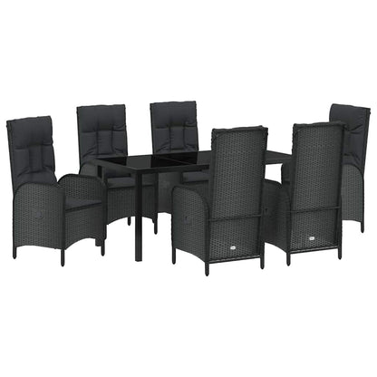 Garten Essgruppe mit Kissen 7 pcs Schwarz Poly Rattan