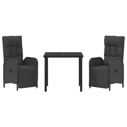 Garten Essgruppe mit Kissen 3 pcs Schwarz Poly Rattan