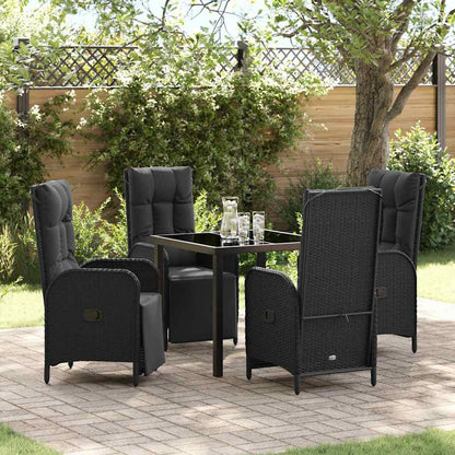 Garten Essgruppe mit Kissen 5 pcs Schwarz Poly Rattan