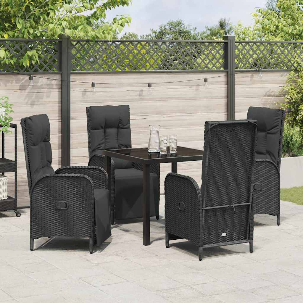 Garten Essgruppe mit Kissen 5 pcs Schwarz Poly Rattan