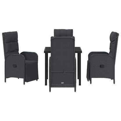 Garten Essgruppe mit Kissen 5 pcs Schwarz Poly Rattan