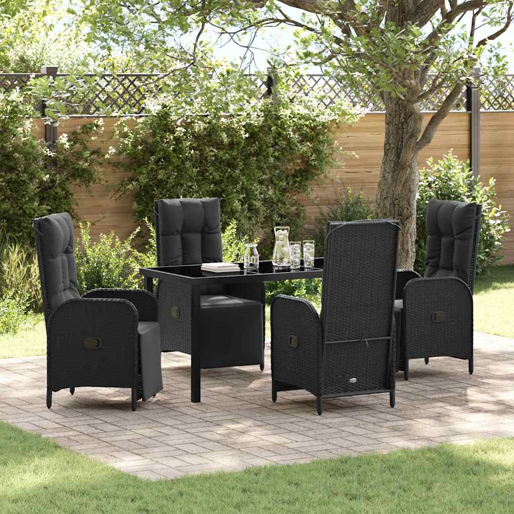 Garten Essgruppe mit Kissen 5 pcs Schwarz Poly Rattan