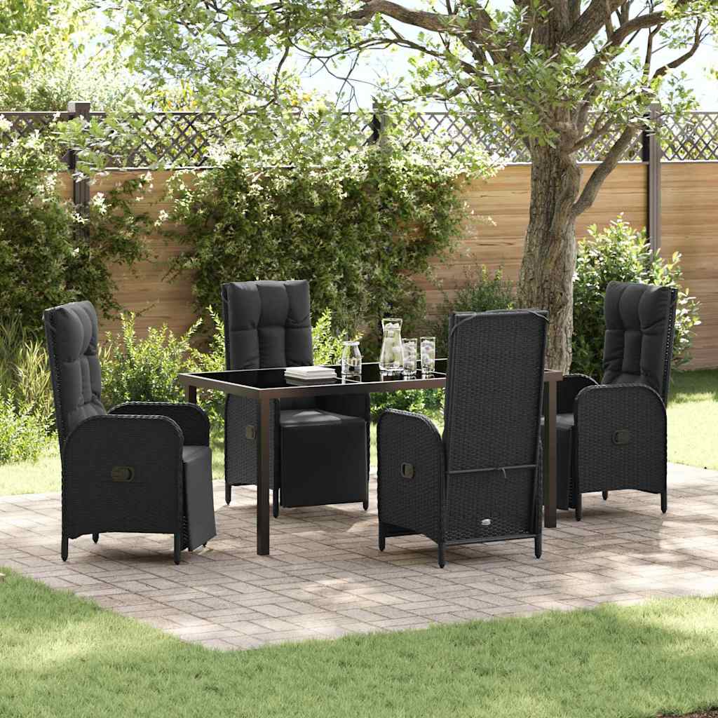 Garten Essgruppe mit Kissen 5 pcs Schwarz Poly Rattan
