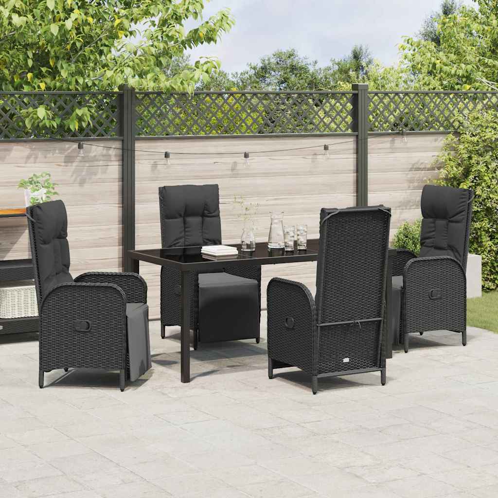 Garten Essgruppe mit Kissen 5 pcs Schwarz Poly Rattan