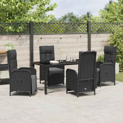 Garten Essgruppe mit Kissen 5 pcs Schwarz Poly Rattan