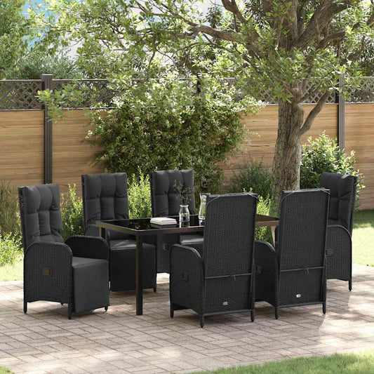 Garten Essgruppe mit Kissen 7 pcs Schwarz Poly Rattan