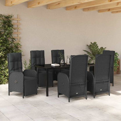 Garten Essgruppe mit Kissen 7 pcs Schwarz Poly Rattan