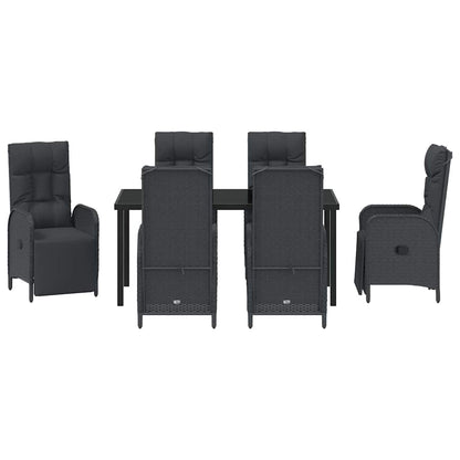 Garten Essgruppe mit Kissen 7 pcs Schwarz Poly Rattan