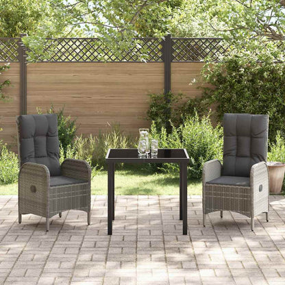 Garten Essgruppe mit Kissen 3 pcs Grau Poly Rattan