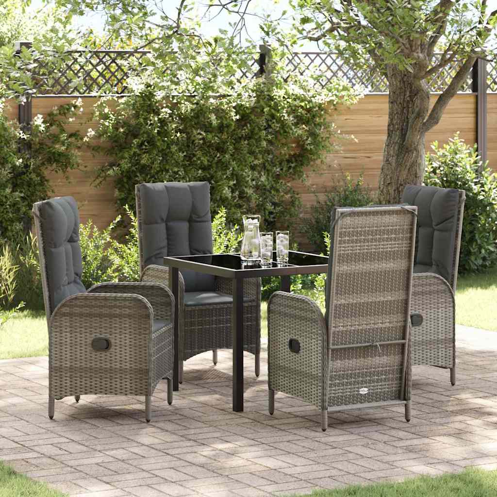 Garten Essgruppe mit Kissen 5 pcs Grau Poly Rattan