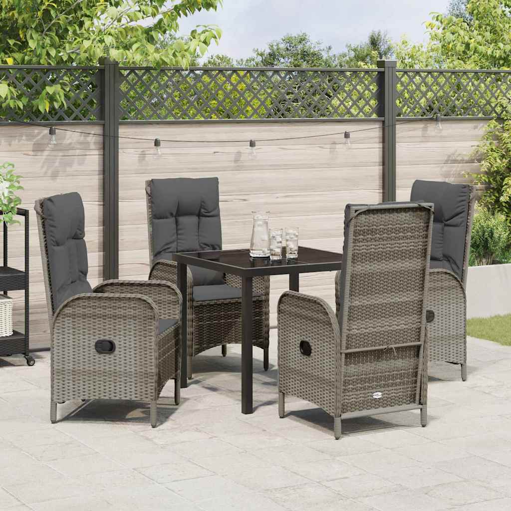 Garten Essgruppe mit Kissen 5 pcs Grau Poly Rattan