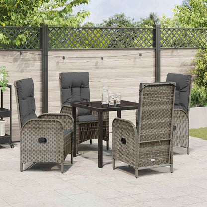 Garten Essgruppe mit Kissen 5 pcs Grau Poly Rattan