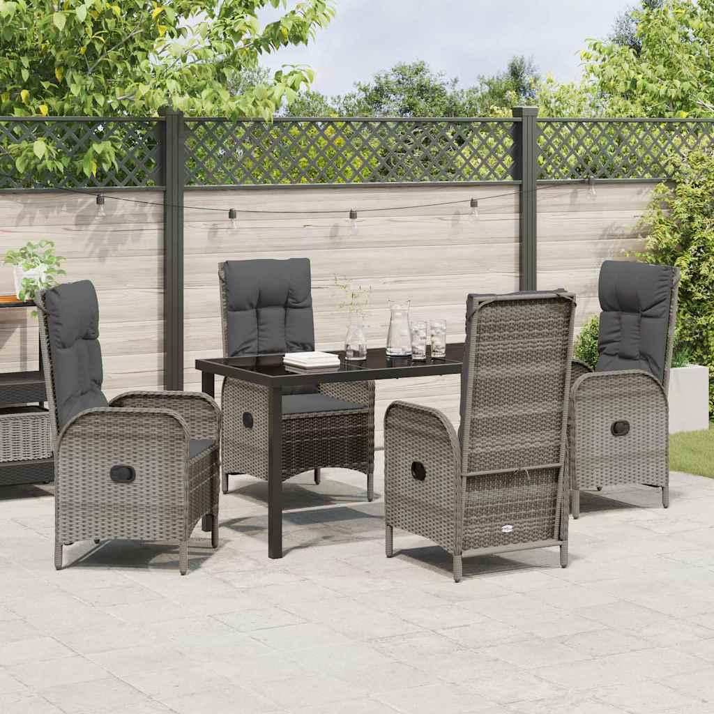 Garten Essgruppe mit Kissen 5 pcs Grau Poly Rattan